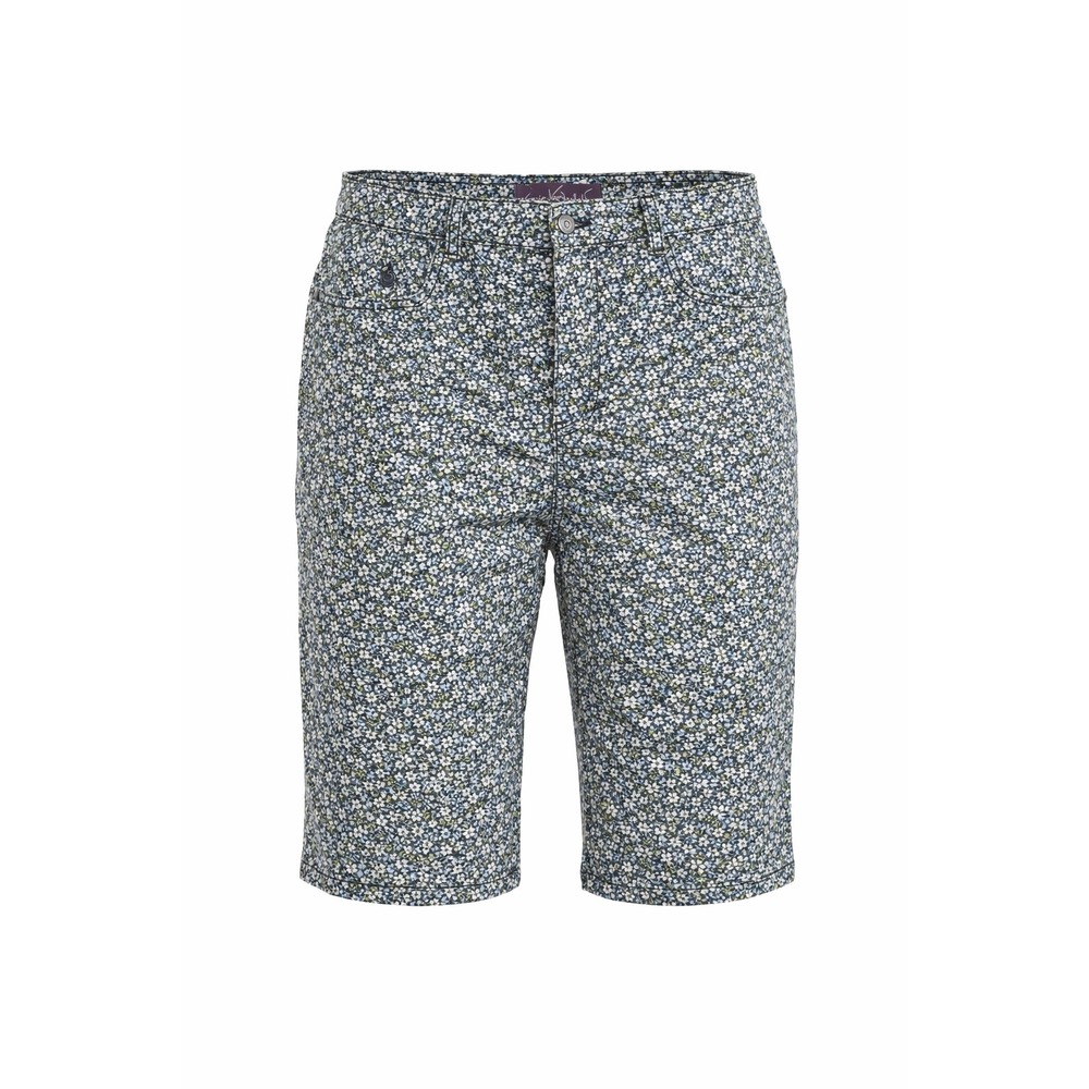 Gloria Vanderbilt Amanda Womens 6 Navy Blue Ditsy Floral Bermuda Shorts Stretch